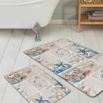 Siyah Beyaz Çizgili Çapa Tasarımlı 2'li Kaymaz Tabanlı Banyo & Mutfak Paspas Takımı Realhomes