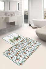 - PaspasTakimi-2li-Set40-Gorsel-2 - Realhomes  Kaktüs Motifli Dijital Baskılı 2'li Kaymaz Tabanlı Banyo & Mutfak Paspas Takımı Realhomes