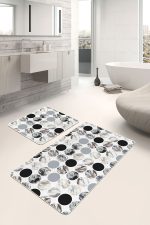 - PaspasTakimi-2li-Set43-Gorsel-1 - Realhomes  Oval Mermer Motifleri Dijital Baskılı 2'li Kaymaz Tabanlı Banyo & Mutfak Paspas Takımı Realhomes