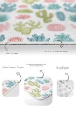 Renkli Kaktüsler Özel Tasarımlı 2'li Kaymaz Tabanlı Banyo & Mutfak Paspas Takımı Realhomes