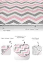 Pembe Gri Zigzag Motifli 2'li Kaymaz Tabanlı Banyo & Mutfak Paspas Takımı Realhomes