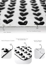 I Love You Kalp Motifli 2'li Kaymaz Tabanlı Banyo & Mutfak Paspas Takımı Realhomes