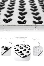 - PaspasTakimi-2li-Set55-Gorsel-3 - Realhomes  Siyah Beyaz Kalp Motifli 2'li Kaymaz Tabanlı Banyo & Mutfak Paspas Takımı Realhomes