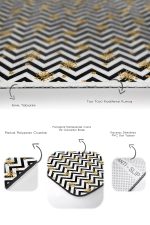 - PaspasTakimi-2li-Set56-Gorsel-3 - Realhomes  Siyah Beyaz Zigzag Gold Detaylı Kar Taneleri 2'li Kaymaz Tabanlı Banyo & Mutfak Paspas Takımı Realhomes