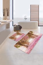 - PaspasTakimi-2li-Set6-Gorsel - Realhomes  Eflatun Sevgi Yolu Özel Tasarımlı 2'li Kaymaz Tabanlı Banyo & Mutfak Paspas Takımı Realhomes