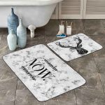 Pembe Beyaz Ogea Dijital Baskılı 2'li Kaymaz Tabanlı Banyo & Mutfak Paspas Takımı Realhomes