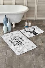 - PaspasTakimi-2li-Set61-Gorsel - Realhomes Mermer Zemin Geyik Y.N.T. Tasarımlı 2'li Kaymaz Tabanlı Banyo & Mutfak Paspas Takımı Realhomes