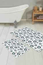 - PaspasTakimi-2li-Set62-Gorsel-1 - Realhomes  Nazar Boncuklı Dijital Baskılı 2'li Kaymaz Tabanlı Banyo & Mutfak Paspas Takımı Realhomes