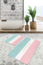 - PaspasTakimi-2li-Set65-Gorsel-1 - Realhomes  Soft Renkli Hello Beatiful Temalı 2'li Kaymaz Tabanlı Banyo & Mutfak Paspas Takımı Realhomes