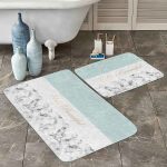 Taş Zemin Renkli Kelebek Tasarımlı 2'li Kaymaz Tabanlı Banyo & Mutfak Paspas Takımı Realhomes