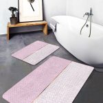 Mavi Ortanca Çiçeği Kelebek Motifli 2'li Kaymaz Tabanlı Banyo & Mutfak Paspas Takımı Realhomes