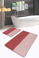 - PaspasTakimi-2li-Set73-Gorsel-2 - Realhomes  Kahverengi Ogea Motifli Dijital Baskılı 2'li Kaymaz Tabanlı Banyo & Mutfak Paspas Takımı Realhomes