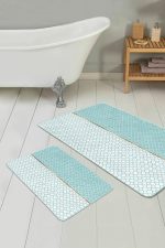 - PaspasTakimi-2li-Set75-Gorsel - Realhomes Mint Yeşili Ogea Motifli Dijital Baskılı 2'li Kaymaz Tabanlı Banyo & Mutfak Paspas Takımı Realhomes