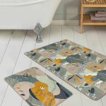 Lacivert Zemin Çapa Tasarımlı Dijital Baskılı 2'li Kaymaz Tabanlı Banyo & Mutfak Paspas Takımı Realhomes