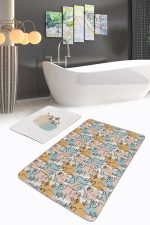 - PaspasTakimi-2li-Set87-Gorsel-2 - Realhomes  Bohemian Özel Tasarım Dijital Baskılı 2'li Kaymaz Tabanlı Banyo & Mutfak Paspas Takımı Realhomes