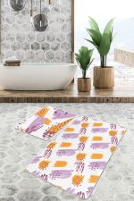 - PaspasTakimi-2li-Set90-Gorsel-1 - Realhomes  Renkli Fırça Darbeleri Özel Tasarım 2'li Kaymaz Tabanlı Banyo & Mutfak Paspas Takımı Realhomes