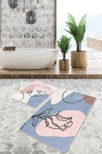 - PaspasTakimi-2li-Set91-Gorsel-2 - Realhomes  Soyut Renkli Bohem Dijital Baskılı 2'li Kaymaz Tabanlı Banyo & Mutfak Paspas Takımı Realhomes