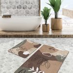 Çizgili Zemin Çapa Temalı Dijital Baskılı 2'li Kaymaz Tabanlı Banyo & Mutfak Paspas Takımı Realhomes