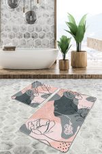 - PaspasTakimi-2li-Set93-Gorsel-1 - Realhomes  Pudra Zemin Bohem Motifli 2'li Kaymaz Tabanlı Banyo & Mutfak Paspas Takımı Realhomes