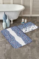 - PaspasTakimi-2li-Set95-Gorsel-2 - Realhomes  Beyaz Zemin Nazar Boncuklu Özel Tasarım 2'li Kaymaz Tabanlı Banyo & Mutfak Paspas Takımı Realhomes