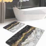 Siyah Beyaz Çizgili Çapa Tasarımlı 2'li Kaymaz Tabanlı Banyo & Mutfak Paspas Takımı Realhomes