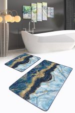 - PaspasTakimi-2li-Set99-Gorsel-2 - Realhomes  Mavi Lacivert Mermer Tasarımlı Dijital Baskılı 2'li Kaymaz Tabanlı Banyo & Mutfak Paspas Takımı Realhomes