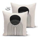 - Suet-K10303-Gorsel-1 - Realhomes Soyut Tarzda Onedraw Çizimli Dijital Baskılı Modern Süet Yastık Kırlent Kılıfı Realhomes