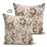 Çift Taraflı Krem Zeminde Çiçekler Özel Tasarım Modern Süet Yastık Kırlent Kılıfı Realhomes