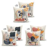 - Suet-K3luset344-Gorsel-1 - Realhomes  3'lü Çift Taraflı Beyaz Zemin Üzerinde Renkli Onedraw Çizimli Modern Süet Yastık Kırlent Kılıf Seti Realhomes