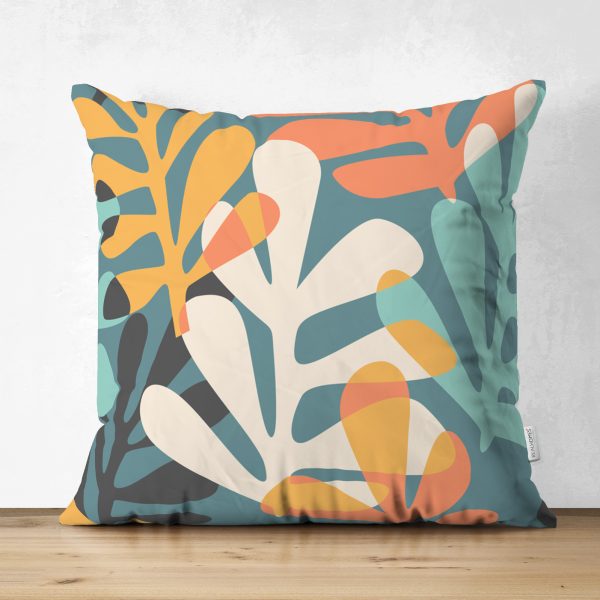 3'lü Çift Taraflı Beyaz Zeminli Renkli Onedraw Çizimli Yaprak Desenli Modern Süet Yastık Kılıf Seti Realhomes