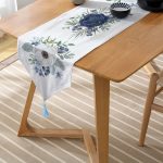 - UcgenRunner-10071-Gorsel-2 - Realhomes  Pastel Mavi Gül Desenli Dijital Baskılı Dekoratif Püsküllü Şönil Üçgen Runner Realhomes