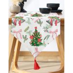 - UcgenRunner-10175-Gorsel-1 - Realhomes  Özel Tasarım Christmas Temalı Dijital Baskılı Dekoratif Püsküllü Şönil Üçgen Runner Realhomes