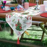 - UcgenRunner-10175-Gorsel - Realhomes  Özel Tasarım Christmas Temalı Dijital Baskılı Dekoratif Püsküllü Şönil Üçgen Runner Realhomes