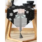 Siyah Kar Taneli Zemin Hediye Paketleri Desenli Dijital Baskılı Modern Püsküllü Şönil Üçgen Runner Realhomes