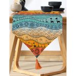 - UcgenRunner-10257-Gorsel-1 - Realhomes Etnik Desen Tasarımlı Dijital Baskılı Modern Püsküllü Şönil Üçgen Runner Realhomes