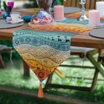 - UcgenRunner-10257-Gorsel - Realhomes Etnik Desen Tasarımlı Dijital Baskılı Modern Püsküllü Şönil Üçgen Runner Realhomes