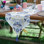 - UcgenRunner-10408-Gorsel - Realhomes Çiçekli Özel Tasarım Dijital Baskılı Dekoratif Püsküllü Şönil Üçgen Runner Realhomes