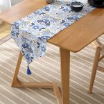 - UcgenRunner-10408-Gorsel-2 - Realhomes Çiçekli Özel Tasarım Dijital Baskılı Dekoratif Püsküllü Şönil Üçgen Runner Realhomes