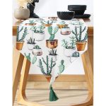 - UcgenRunner-2004-Gorsel-1 - Realhomes  Realhomes Kaktüs Baskılı Dekoratif Dijital Baskılı Özel Tasarım Püsküllü Şönil Üçgen Runner Realhomes