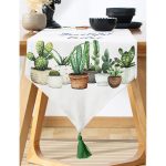 - UcgenRunner-2033-Gorsel-1 - Realhomes  Realhomes Beatiful Cactus Baskılı Dijital Baskılı Özel Tasarım Püsküllü Şönil Üçgen Runner Realhomes