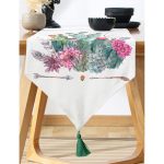 Ok Motifli Çöl Bitkisi Desenli Dekoratif Püsküllü Şönil Üçgen Runner Realhomes