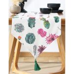 - UcgenRunner-2401-Gorsel-1 - Realhomes  Realhomes Kuş Tüyü Motifli Çöl Bitkisi Desenli Dijital Baskılı Özel Tasarım Püsküllü Şönil Üçgen Runner Realhomes