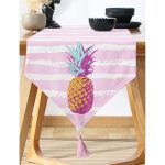 - UcgenRunner-2437-Gorsel-1 - Realhomes Canlı Renkli Ananas Motifli Dijital Baskılı Püsküllü Şönil Üçgen Runner Realhomes