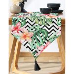 Zigzag Zebra Desenli Dijital Baskılı Püsküllü Şönil Üçgen Runner Realhomes