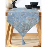 - UcgenRunner-3002-Gorsel-1 - Realhomes Realhomes Yağlı Boya Mavi Ağaç Motifleri Dijital Baskılı Özel Tasarım Püsküllü Şönil Üçgen Runner Realhomes