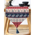 - UcgenRunner-3022-Gorsel-1 - Realhomes  Yılbaşı Geyikleri Motifli Dijital Baskılı Püsküllü Şönil Üçgen Runner Realhomes