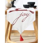 - UcgenRunner-3060-Gorsel-1 - Realhomes  Realhomes Joy Ekose Geyik Desenli Dekoratif Özel Tasarım Püsküllü Şönil Üçgen Runner Realhomes