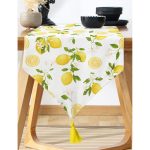 - UcgenRunner-3100-Gorsel-1 - Realhomes  Limon Desenli İlkbahar Renkleri Dijital Baksılı Püsküllü Şönil Üçgen Runner Realhomes