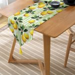 - UcgenRunner-3103-Gorsel-2 - Realhomes  Realhomes Yeşil Zeminli 3 Boyutlu Limon Desenli Dijital Baskılı Özel Tasarım Püsküllü Şönil Üçgen Runner Realhomes