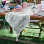 - UcgenRunner-3136-Gorsel - Realhomes Realhomes Modern Mermer Desenli Dijital Baskılı Özel Tasarım Püsküllü Şönil Üçgen Runner Realhomes